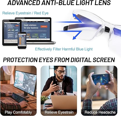 Miniatura 10 de Paquete de 4 lentes de lectura con bloqueo de luz azul 1.5 para hombre, filtro UV deslumbrante, lectores 1.0 1.25 1.5 1.75 2.0 2.25 2.5 2.75 3.0 3.5