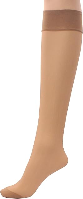 6 x Ladies/Women 100% Nylon Knee High Pop Socks with Comfort Top