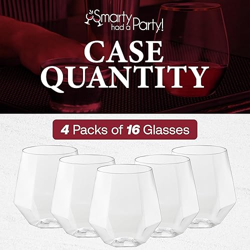 Miniatura 8 de Smarty Had A Party Vaso de vino de plástico, vasos desechables sin tallo de 12 onzas, elegantes vasos a granel para bodas, cumpleaños y todas las