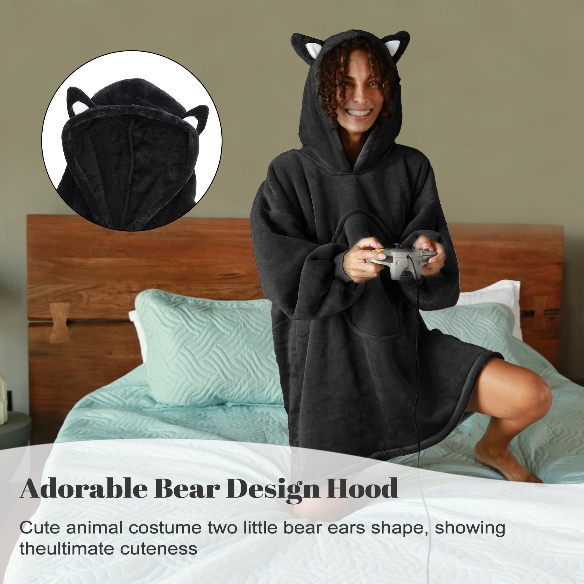 Catalonia Classy Oversized Sherpa Hoodie Koc, duża bluza z kapturem dla kobiet, miękkie przytulne ciepłe noszone koce z kapturem i przednią kieszenią dla dorosłych, nastolatków, dziewcząt i mężczyzn
