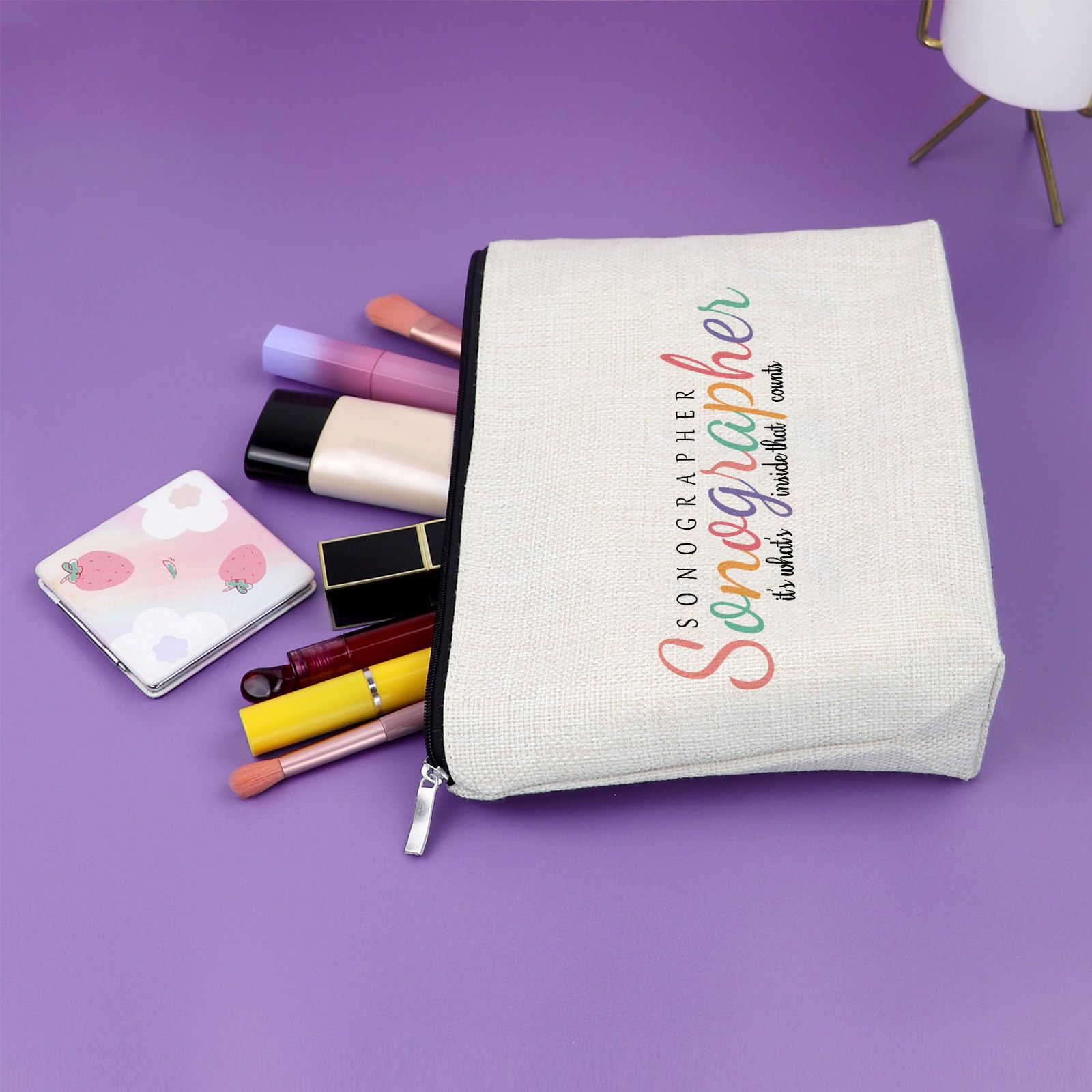 Sazuwu Sonographer Gifts For Women Makeup Bag Gift for Ultrasound Technician Sonography Diagnostic Maternity Doctor Nurse Sonography Radiology Medical Student Graduation Gift Cosmetic Bag