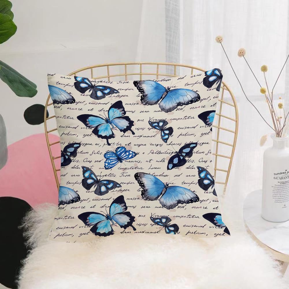 HYOSXW Cushion Cover,Throw Pillow Case Home Decorative for Living Room Bedroom Sofa Chair 16X16 Inch,Butterflies and hand written text note. Watercolor.,Pillowcase 40X40cm