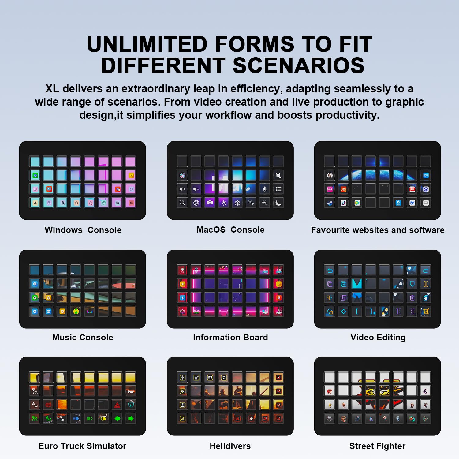 TreasLin /VSDinside XL Streaming Deck & Macro Keypad - 32 teclas personalizables con ruedas de desplazamiento + luz RGB, teclado de acceso directo programable para gamers creadores trabajan en OBS