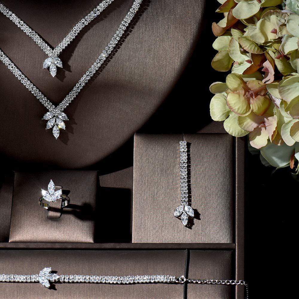 Set di Gioielli da Sposa da Sposa Set di Gioielli da Sposa di Grandi Dimensioni con zirconi cubici Regalo per Feste da Donna
