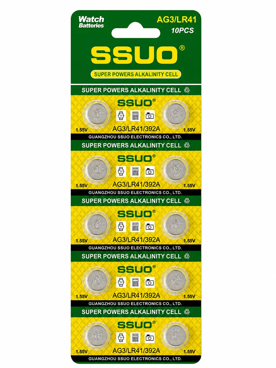 LR41 Battery 1.5V Alkaline Button Cell Coin – AG3 392 SR41 192 Compatible – Long Lasting & Leak Proof – Ideal for Watches, Toys, Calculators, Thermometers & LED Lights – Pack of 10-SSUO-image-8