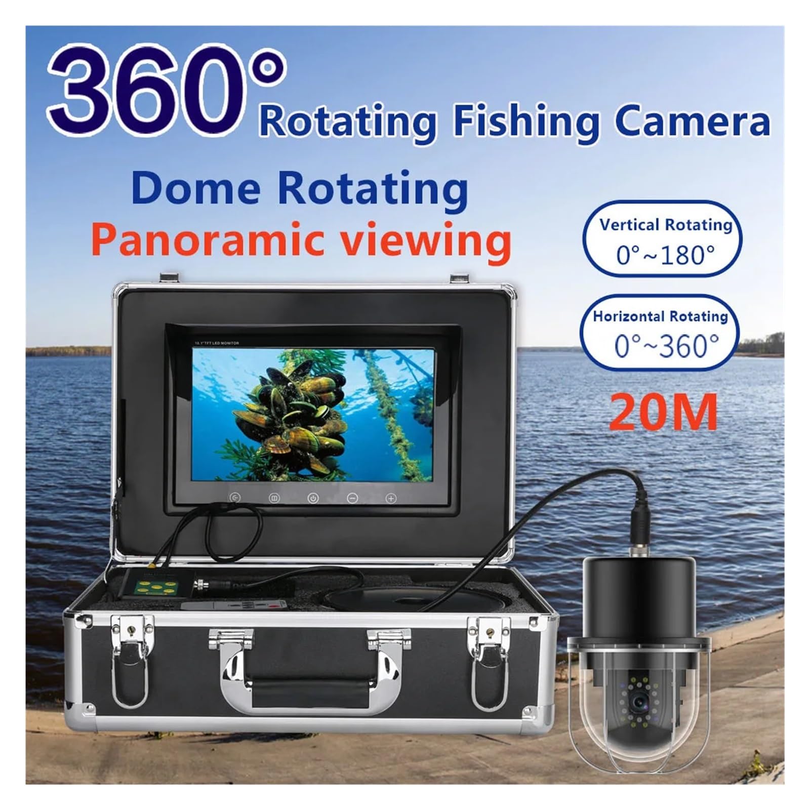 Amazon | 9インチ 20m/50m/100m 水中釣りビデオカメラ 魚群探知機 IP68
