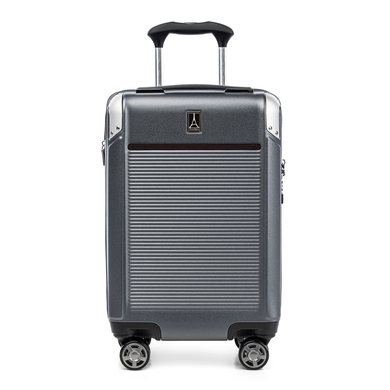 TravelproPlatinum Elite Hardside Expandable Carry on Luggage, 8 Wheel Spinner, TSA Lock, Hard Shell Polycarbonate Suitcase, Vintage Grey, Compact Carry on 20-Inch
