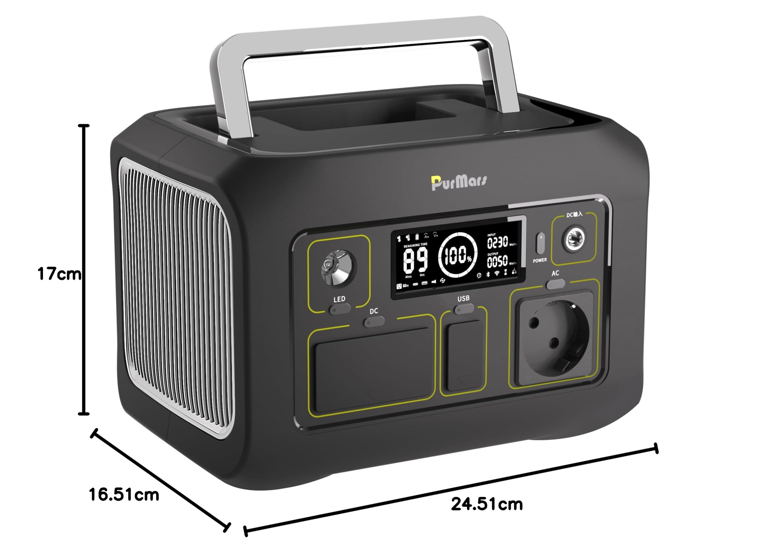Powerbank Powerstation 300W (Max.500W), 288Wh (90.000mAh) Tragbares Powerbank mit 230V-Rein-Sinuswellen-AC, LiFePO4-Batterie Powerstation, geeignet für Outdoor Camping, Reisen und Notfälle.