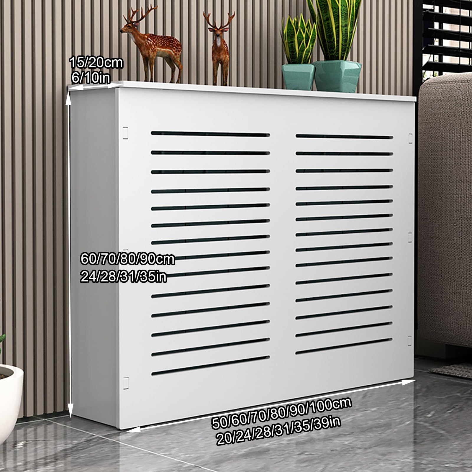 Radiator Cover Heating Cabinet Shelf, Modern Louvered Grill Shelf Cabinet, Radiator Covers for Home, Punch-Free Installation, Shielding Storage Design(60x80x15cm/24x31x6in)