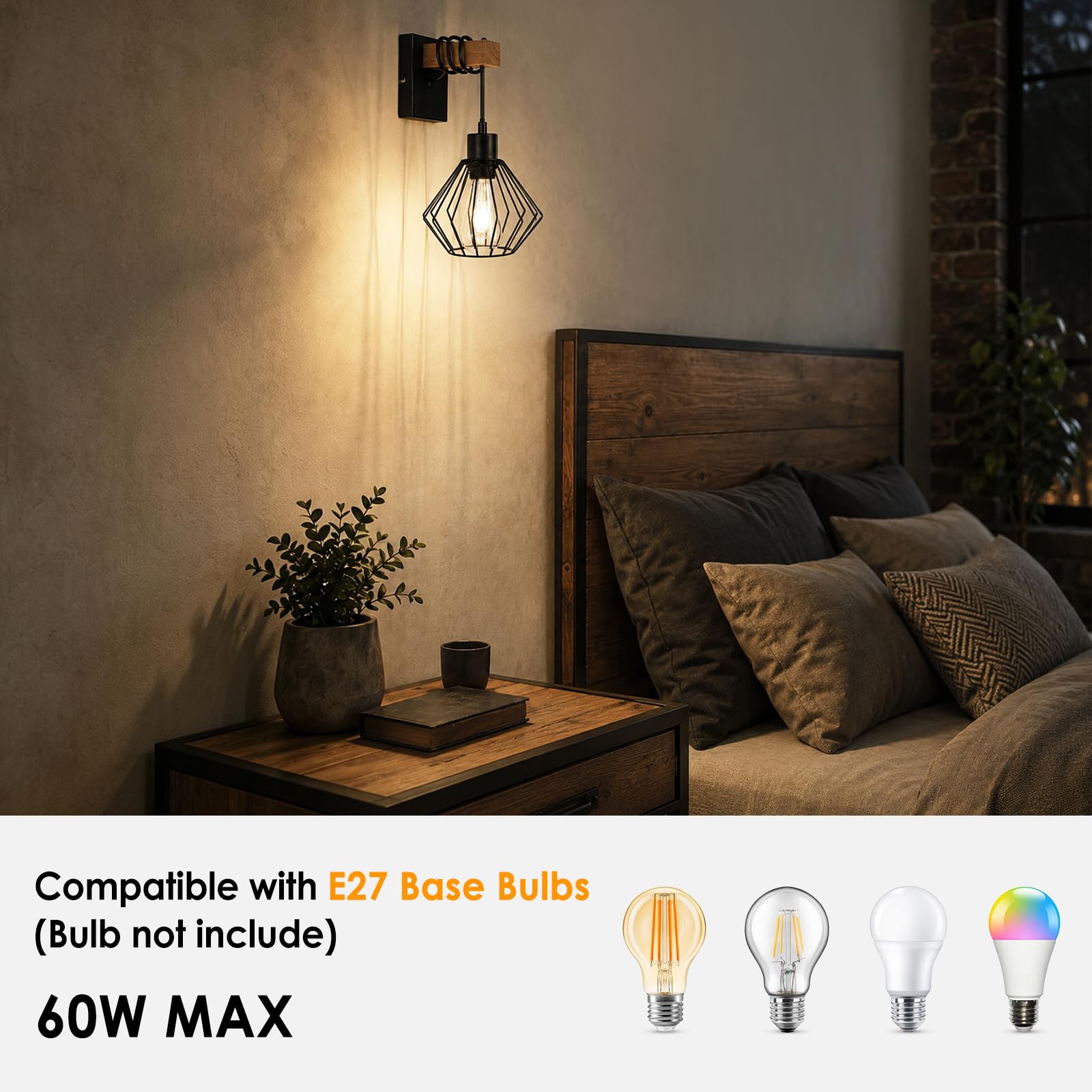 4810227 E27 Moderne Applique Murale Intérieure MAX.60W Lampe Murale