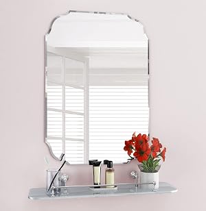 KOHROS Silver Bathroom Mirror 18 x 24 Frameless Rectangle Beveled Edge Bathroom Vanity Mirror for Over Sink Wall