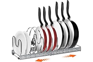 Expandable Pot Rack Holds 10+ Cookware with 10 Adjustable Compartments