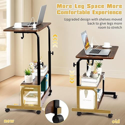 Miniatura 45 de Karl home Mesa móvil pequeña de 23.6 pulgadas, escritorio para computadora con ruedas, altura ajustable, carrito de computadora portátil, mesa Negro