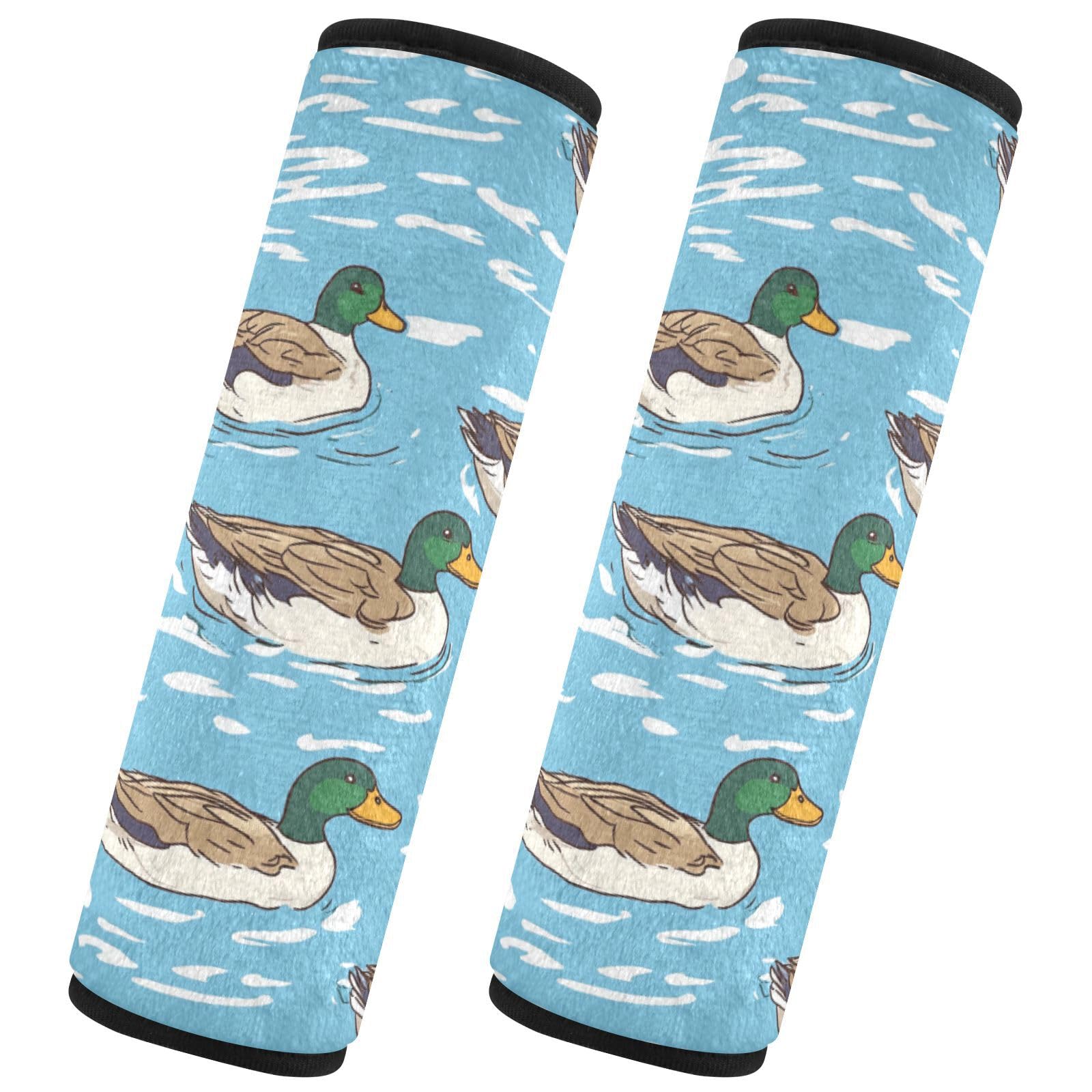 Seat Belt Covers 2 Pack Mallard Ducks Car Seat Strap Covers Super Soft Swimming Car Seat Neck Cover for Boys Girls Adults Babies M
