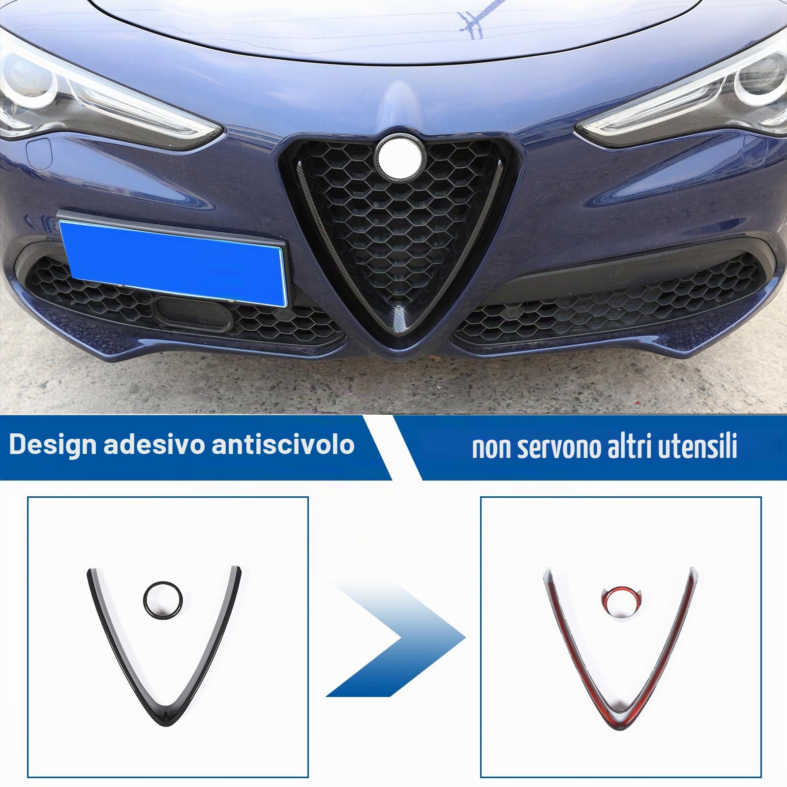 Carbon Fiber Style ABS plastica griglia anteriore decorazione telaio Trim per Stelvio 2017 2018 2019 2020 2021 2022 2023 2024 2025 pezzi