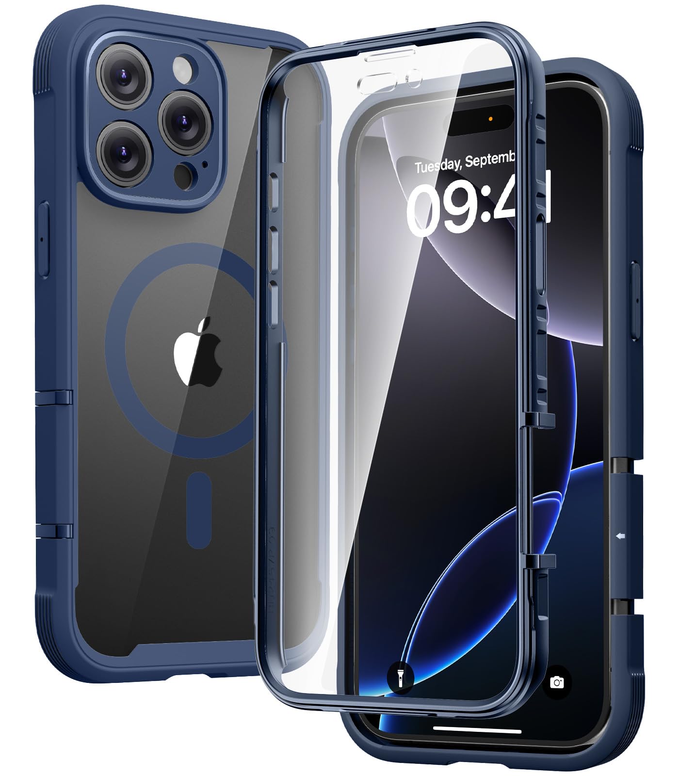 Diaclara Magnetic Designed for iPhone 16 Pro Case, Full Body Rugged with Touch Sensitive Anti-Scratch Screen Protector, Compatible with MagSafe, Soft Bumper Case for iPhone 16 Pro 6.3'',Deep Blue
