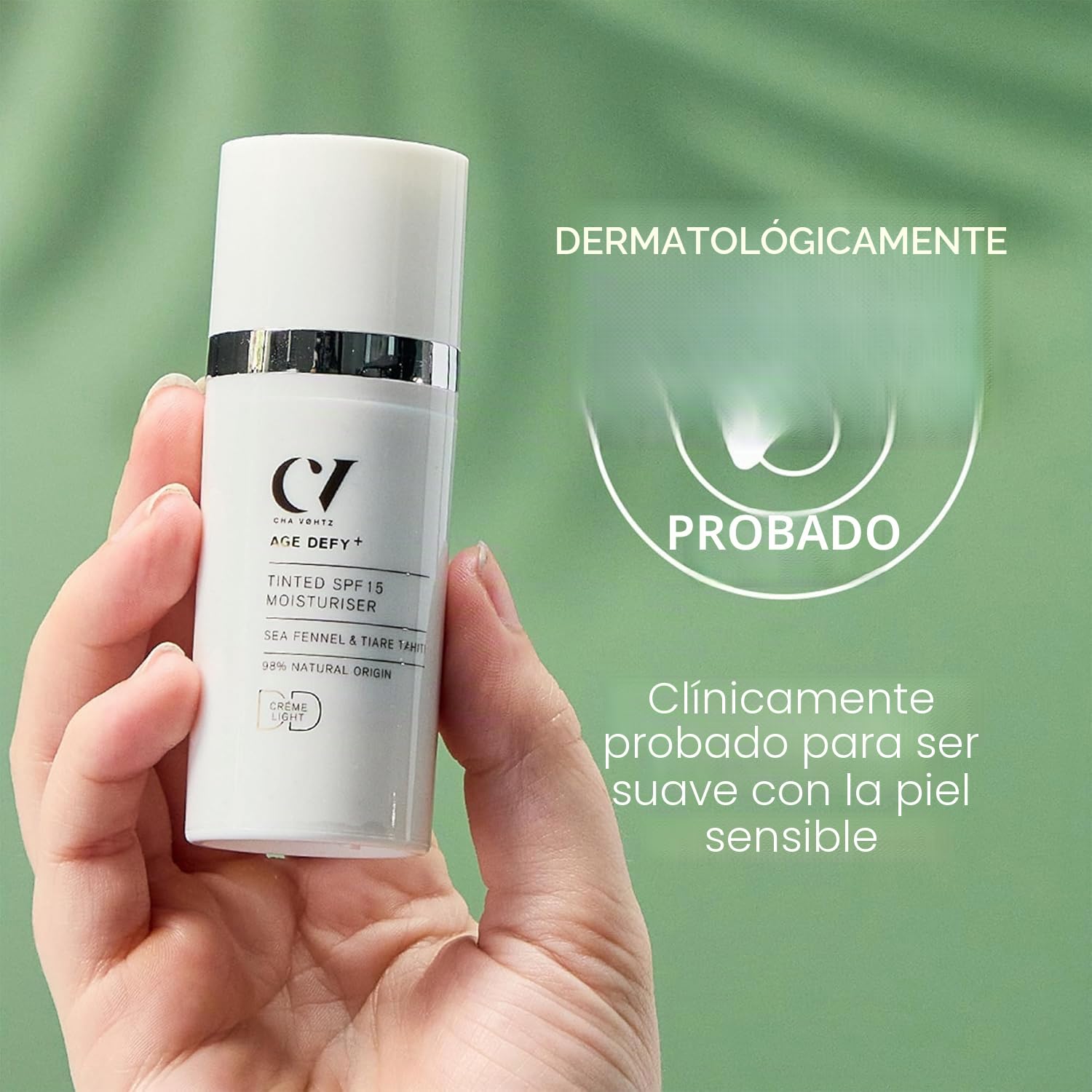 Green People Age Defy+ Hidratante DD Tinte SPF15 Claro, 30ml | Crema Hidratante con Color, Libre de Parabenos y Alcohol, Vegano, Crema Orgánica de Día con Color y SPF15