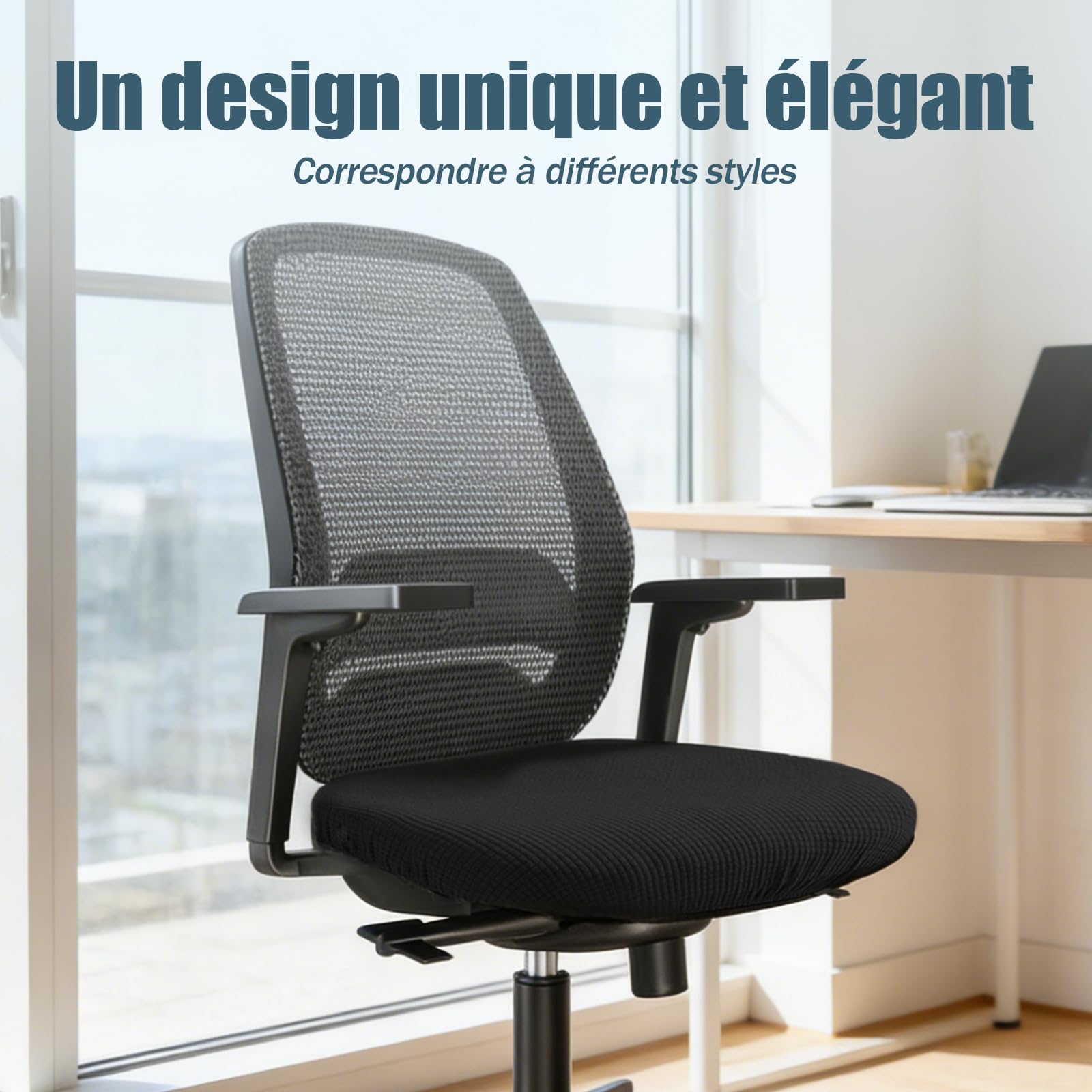 MagiDeal Housse de siège de Bureau Noire Protection Coussin pour Ordinateur
