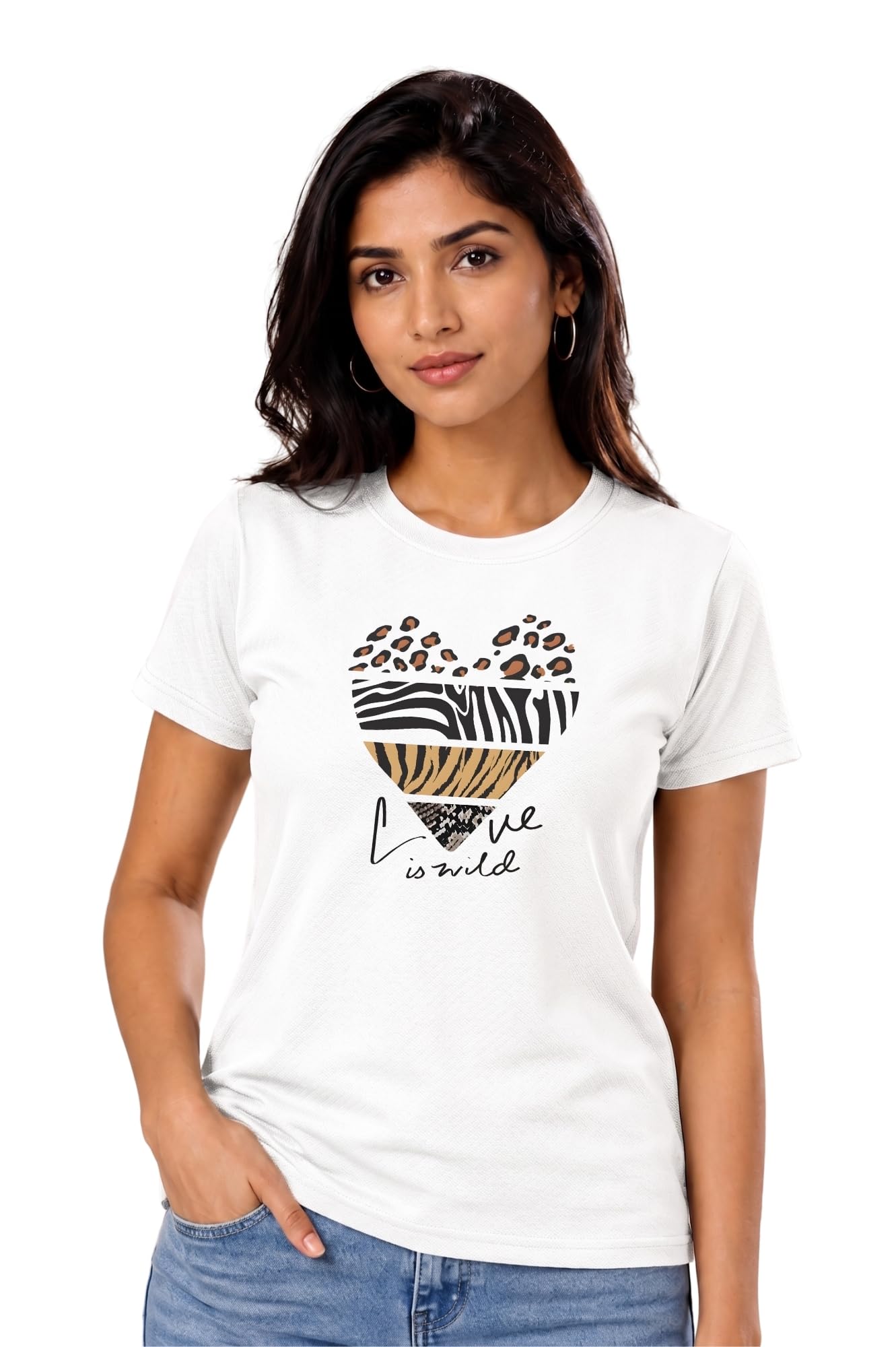 Women's Love is Wild Graphic Printed Round Neck Half Sleeve T-Shirt-image-45