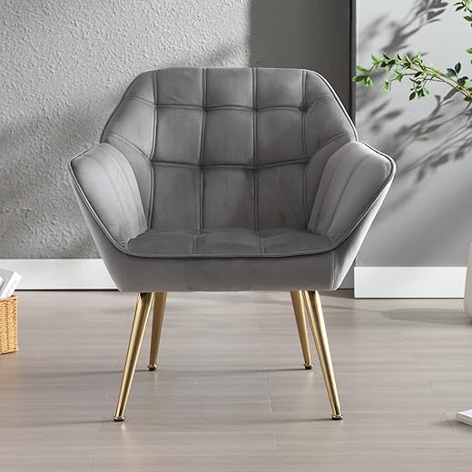 chairus Upholstered Tub Chair Velvet – Gray-1