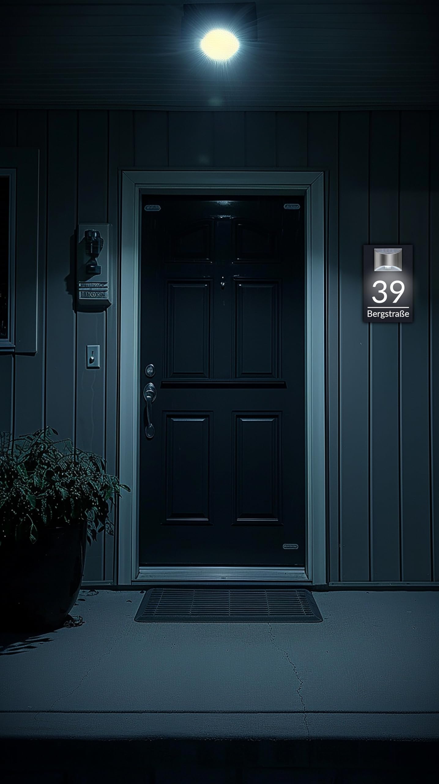 Numero civico di alta qualità, illuminato con LED solare, personalizzabile, vetro acrilico antracite opaco, resistente alle intemperie, H1023