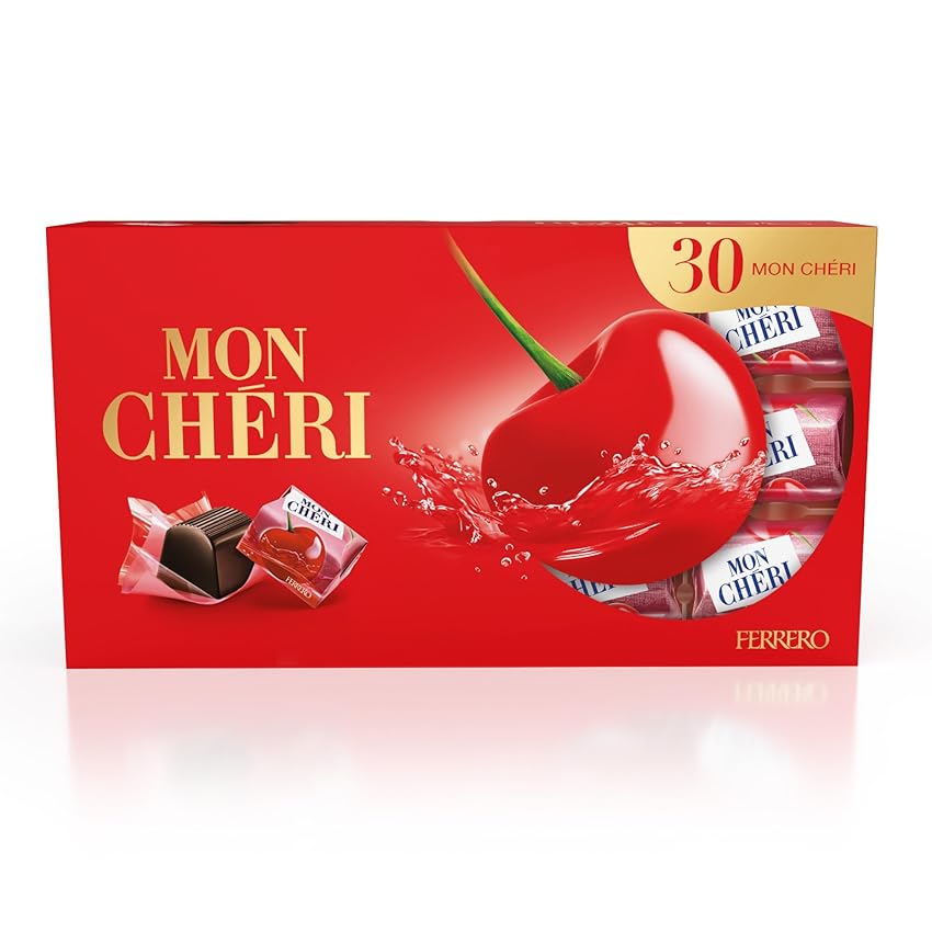 Mon Chéri - 30 Specialità al Cioccolato Fondente Con Ripeno al Liquore e Ciliegia, Senza Glutine, Idea Regalo, Confezione da 305 gr