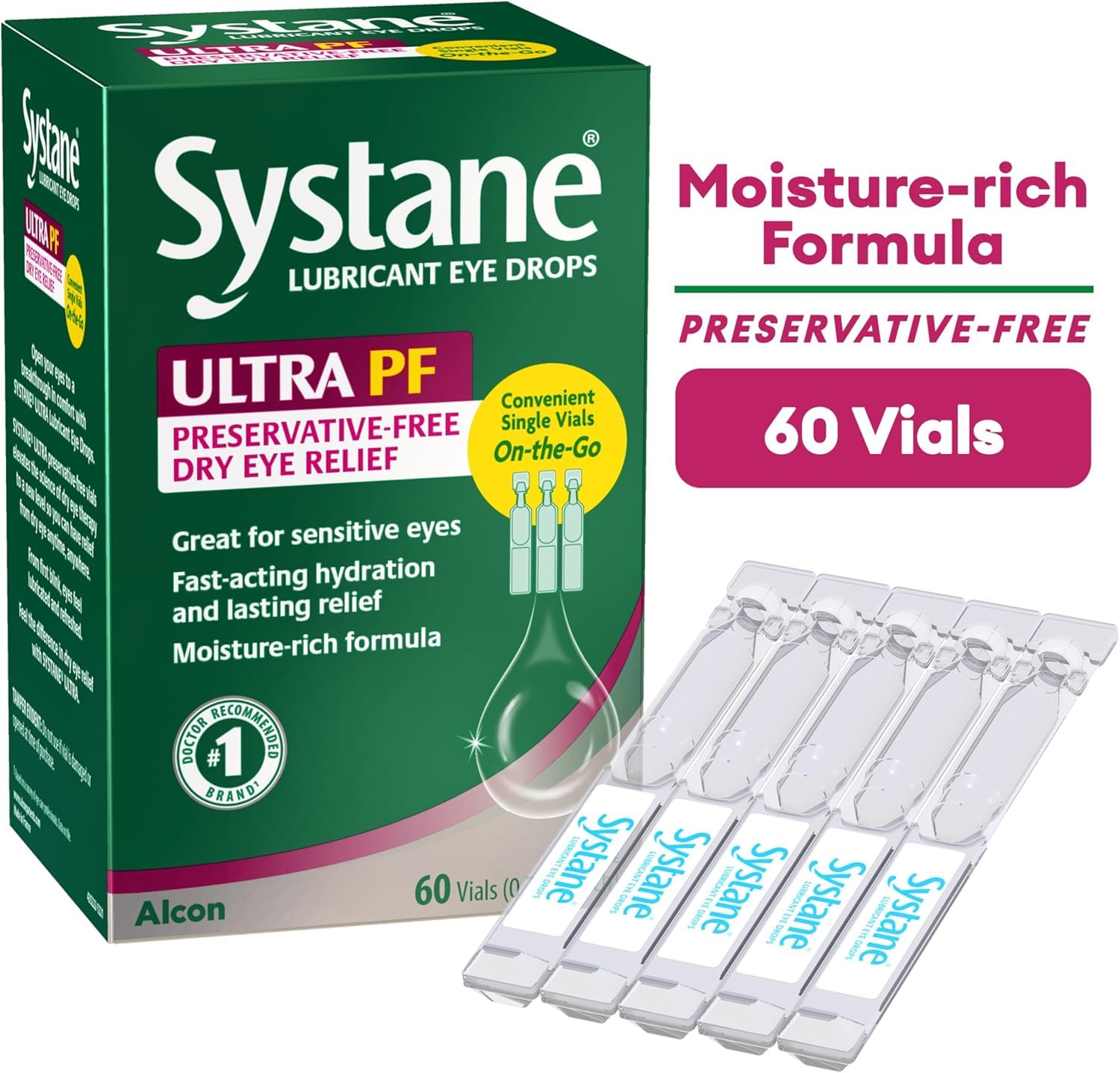 Systane Ultra Lubricant Eye Drops Preservative-Free Vials 0.7mL- 60 Count Box- Value Size Pack of 2 = 120 Vials product thumbnail 4