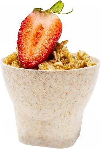 CMJJ Gourmet Inc. Paquete de 48 mini tazas de plástico de trigo ecológico de 2.8 onzas de trigo con chupito de ron para postres, plástico reciclable