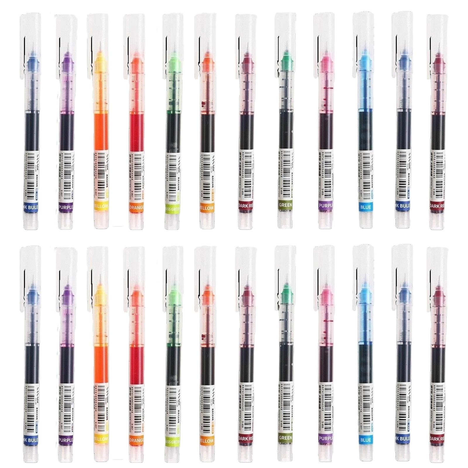 Weilin 24 Pcs Coloured Pens for Writing, 0.5mm Fine Tip Coloured Gel Pens for Writing, Multicolor, Quick-Drying, Waterproof Ink for Drawing, Note-Taking