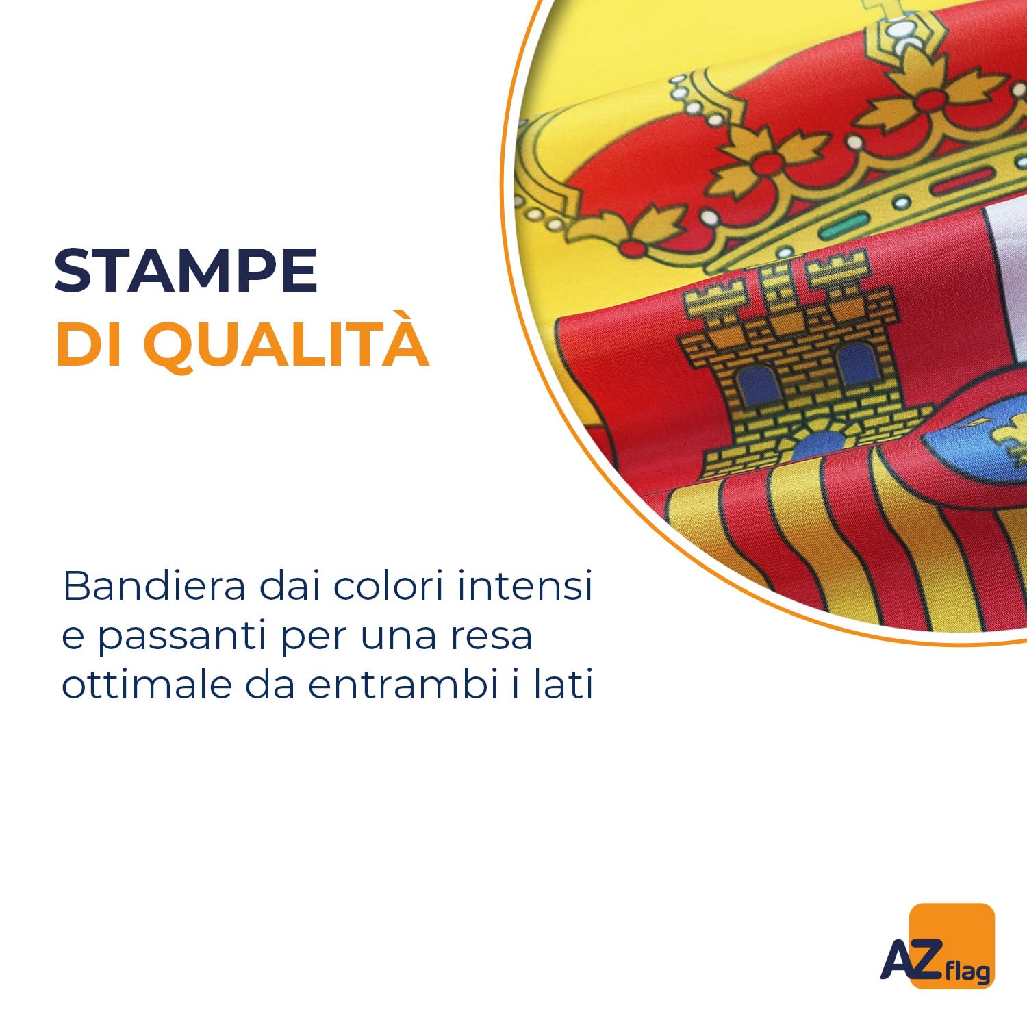 Bandiera Spagna Grande Formato 250 X 150 Cm - Resistente UV E Agenti Atmosferici, Con Occhielli In Ottone, Doppia Faccia