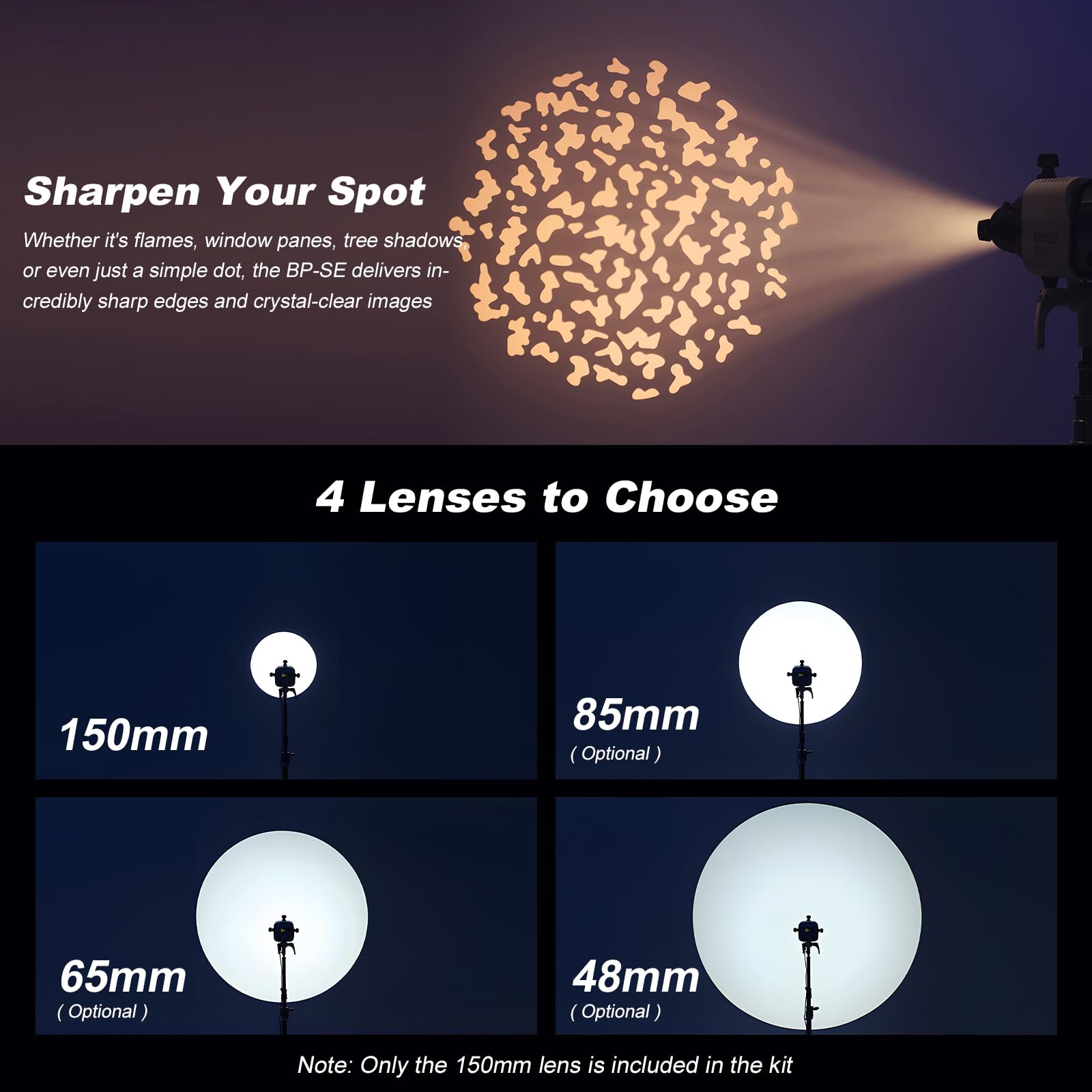 GODOX BP-SE LED Projection Attachment, Bowens Mount Snoot Spotlight GOBO Proiettore (BP-SE150)