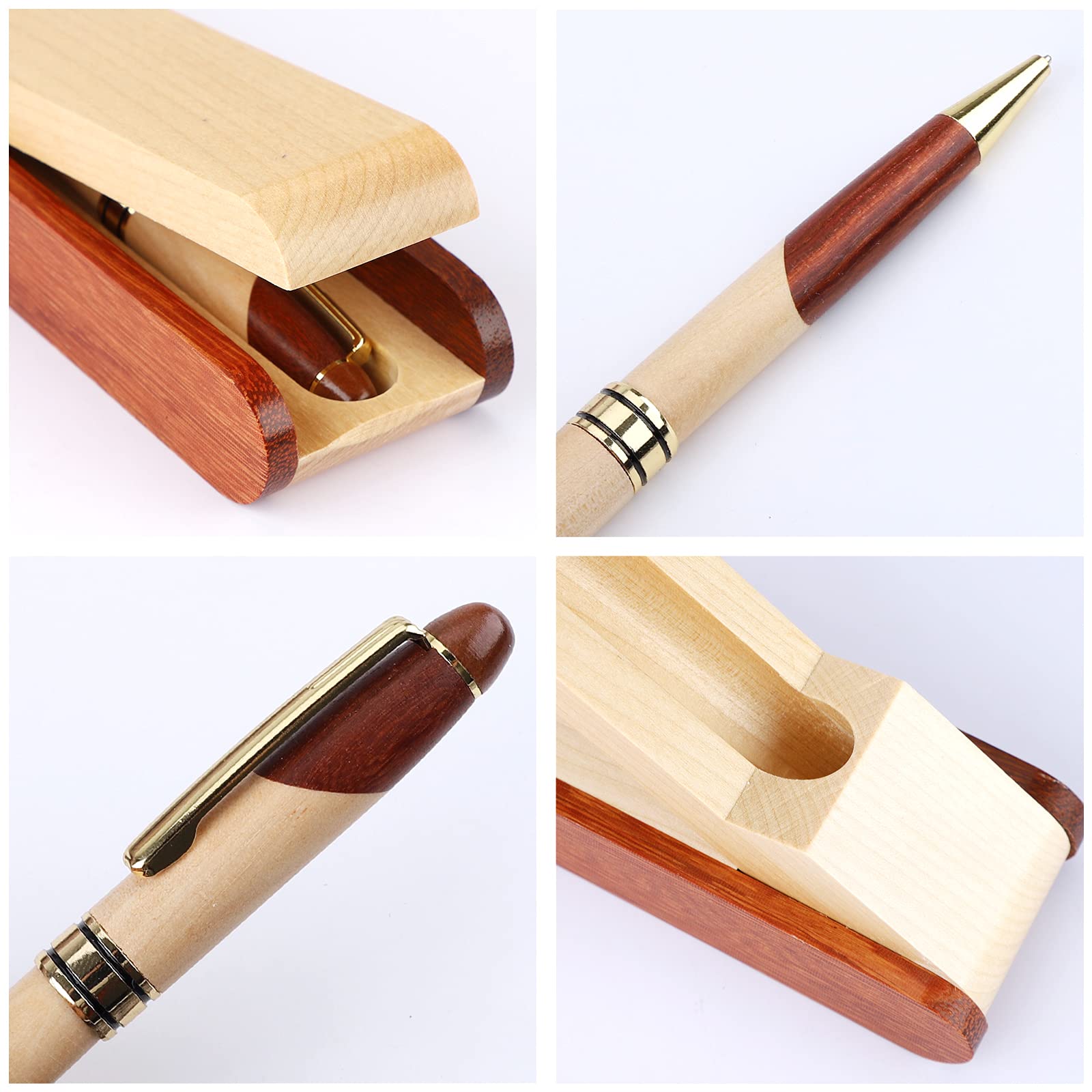 Penna A Sfera In Legno Con Portapenne - Set Regalo Elegante + 2 Ricariche - Foto 9