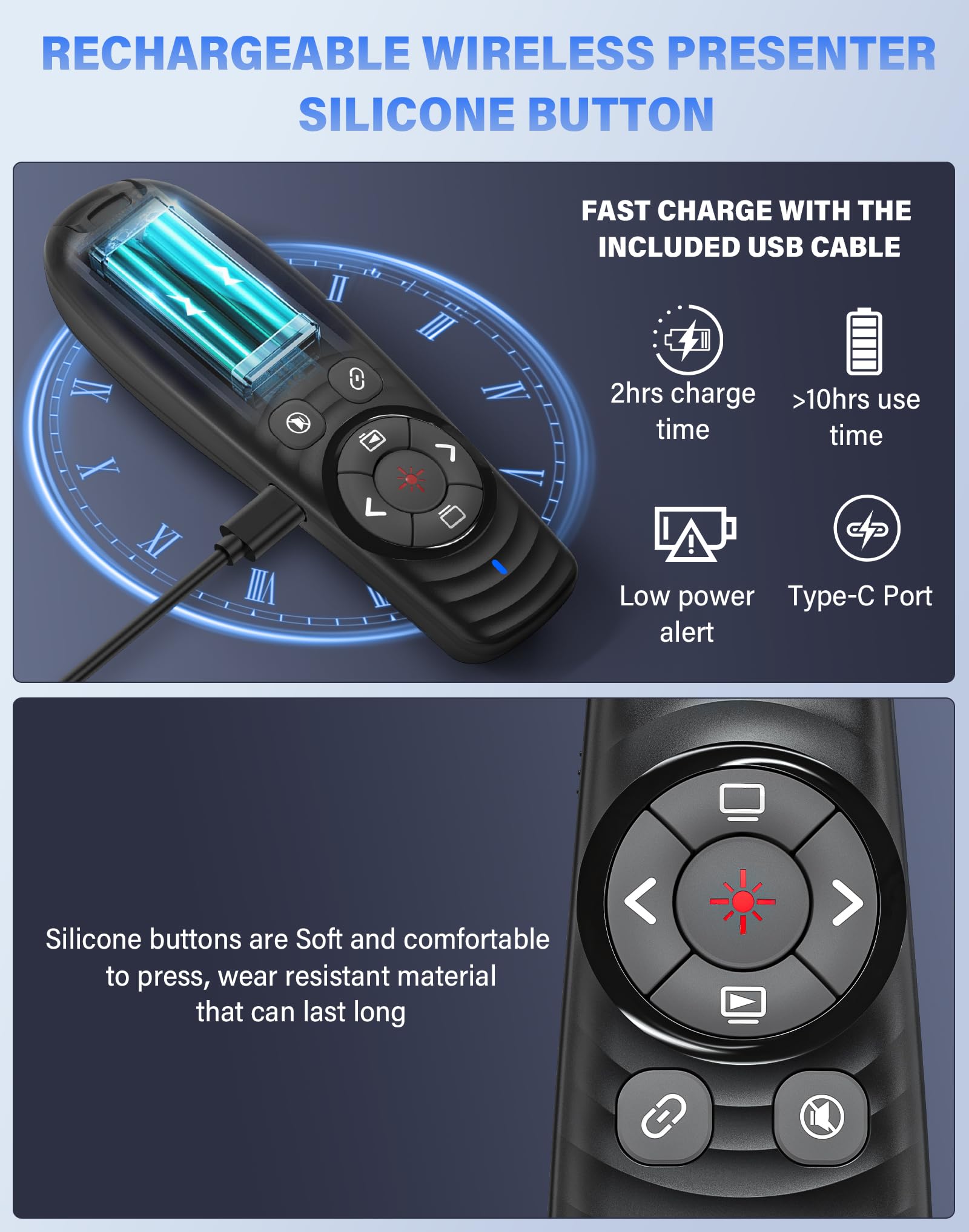 Presentation Clicker Wireless, 2in1 USB/Type C