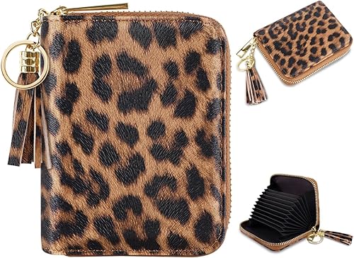 Billetera pequeña para tarjetas de crédito RFID con purpurina linda para mujer