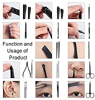 Vista 3 de ESARORA Juego de manicura 20 en 1, kit de pedicura profesional de acero inoxidable, kit de cuidado de uñas con alicate y estuche con cremallera