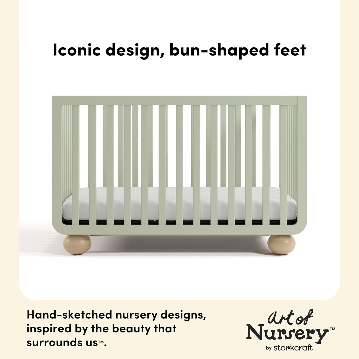 Storkcraft Amalfi 5-in-1 Convertible Crib with Toddler Guardrail (Sage & Driftwood) – GREENGUARD Gold Certified, Toddler Bed Conversion Kit Included, Fits Standard Crib Mattress, Converts to Full Bed - Image 8
