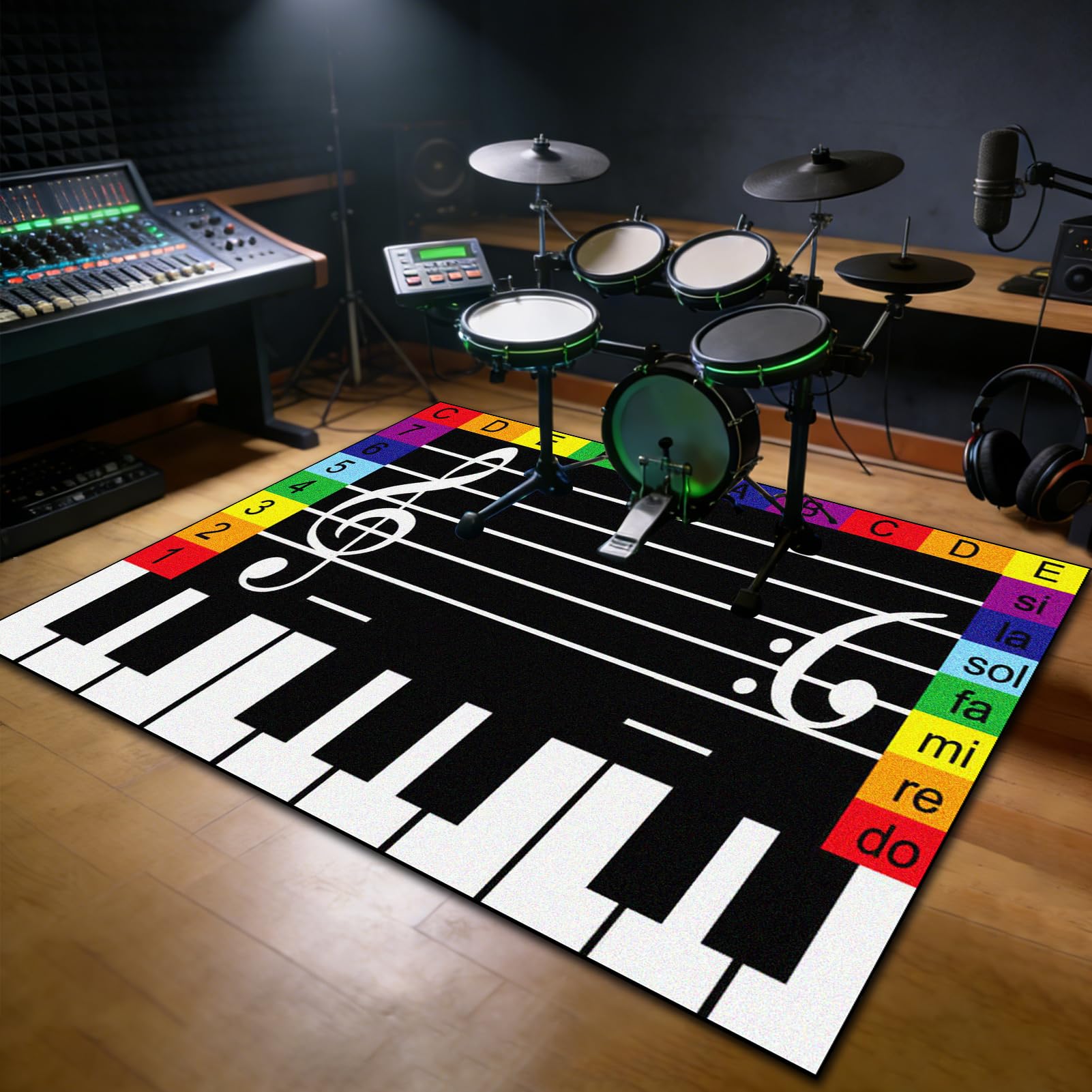 Drum Teppich Elektrisches Trommel Teppiche Schlagzeugteppich Schallschutz Drumteppich Trommelmatte Professionelles rechteckiges elektronisches Jazz Schlagzeug Kit für Studio, Wohnung 200 x 180 cm