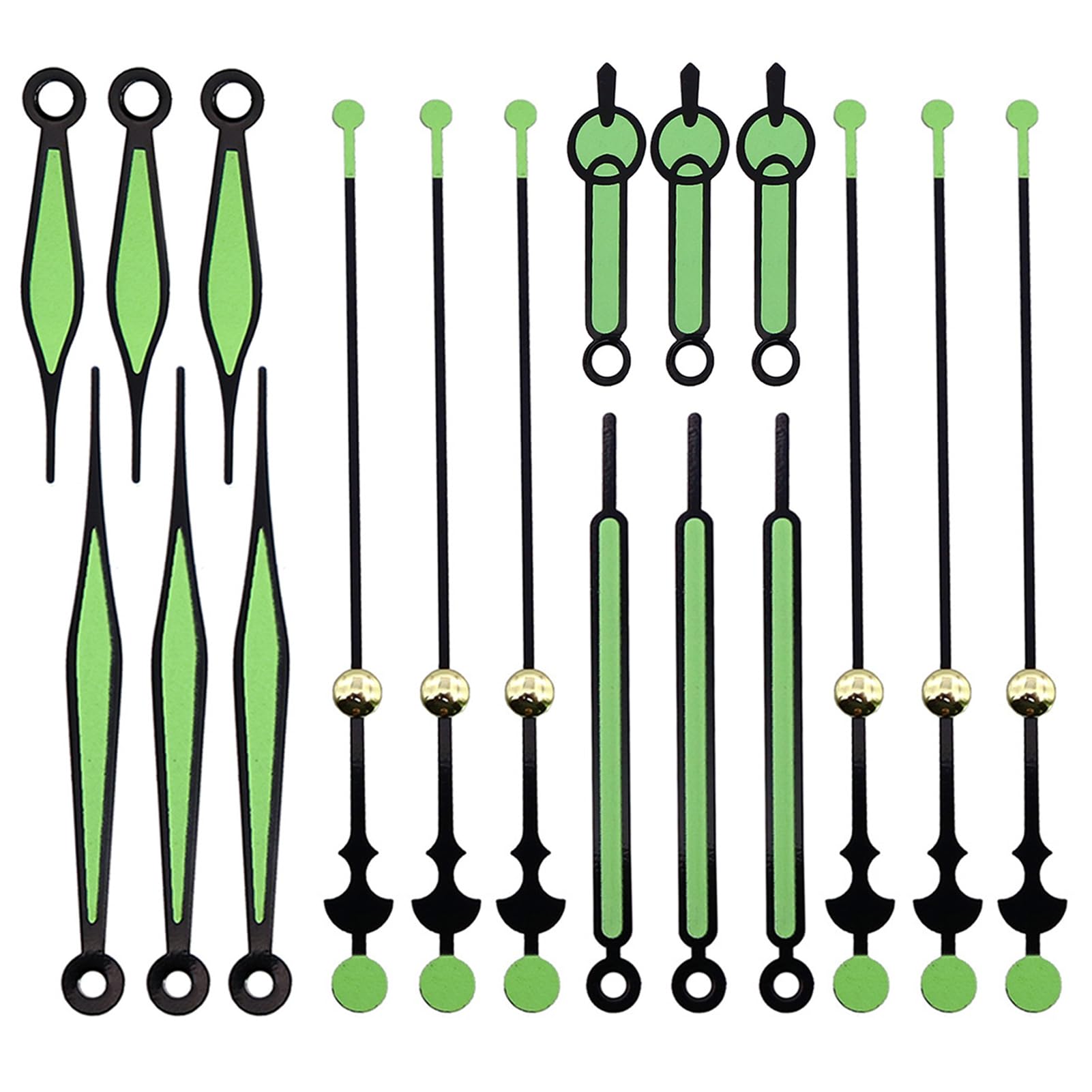 18 Pack Glow in the Dark Clock Hands, Clock Mechanism Accessories, Diy Wall Clock Kits, Luminous Hands Wall Clock Arms for Home Decor Clock Pointers Clock Movements Mechanism