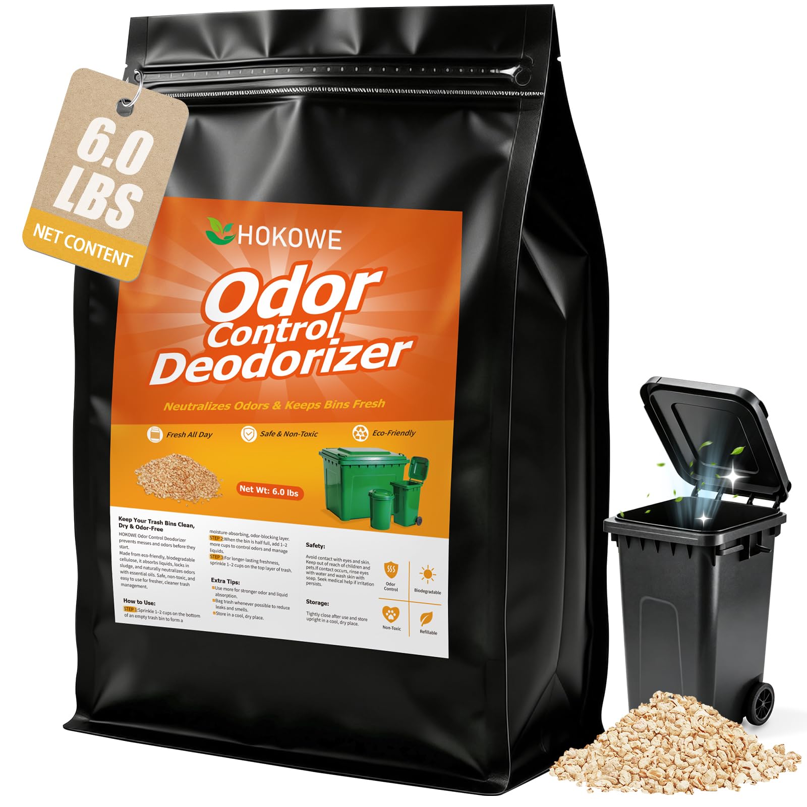 6lbs Outdoor Trash Can Deodorizer, Heavy Duty Garbage Odor Control, Trash Can Odor Eliminator for Outdoor Trash Bins, Waste Containers, Commercial Dumpsters &amp; Recycling Bins, Long-Lasting Freshness