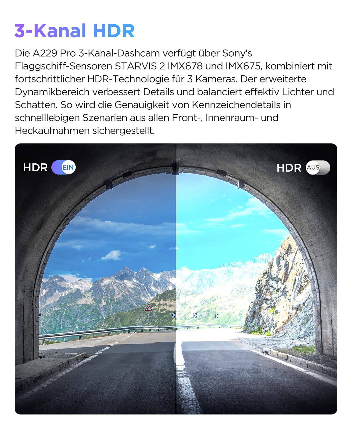 VIOFO A229 Pro 3 Lens 4K + 2K + 1080P Dashcam Auto, Dual STARVIS 2, HDR, Sprachsteuerung, 5GHz Wi-Fi, GPS, Super Nachtsicht 2.0