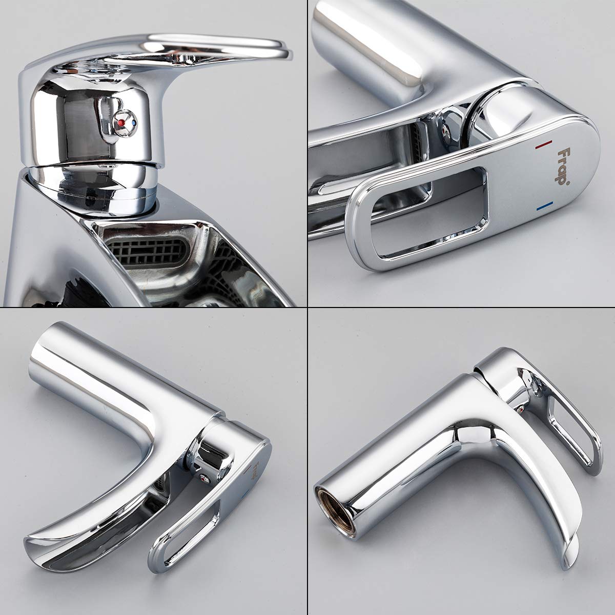 Frap Rubinetto miscelatore a cascata per lavabo da bagno, miscelatore monocomando per bagno, cromato