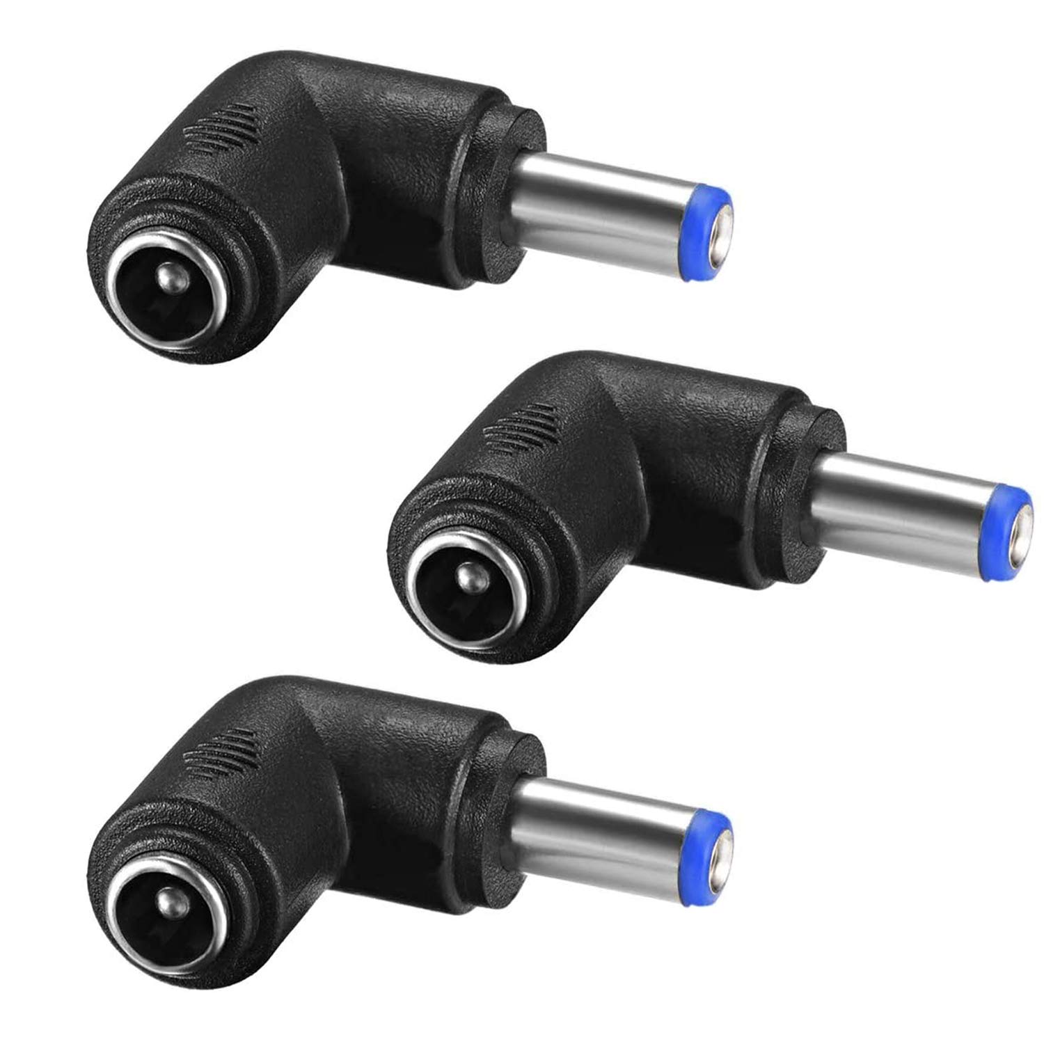 helpers labDC Power Connector Adapter 90 Degree Angle 5.5mmx2.1mm Male Plug to Female Jack Coupler Converter for Laptop CCTV Camera Strip Lighting -3 Pack