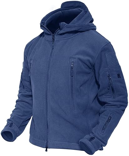 Miniatura 9 de MAGCOMSEN - Chaqueta de tela polar de diseño táctico militar con capucha para hombre, 6 bolsillos con cremallera, cálida para invierno