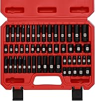 Vista 1 de Mayouko Juego de 50 llaves de vaso de impacto maestro de 1/4 de pulgada, métrico/SAE, profundo/poco profundo, 6 puntos, CR-V, 5/32 pulgadas - 9/16