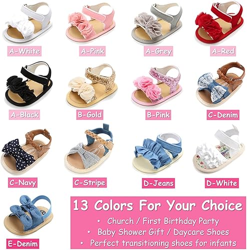 Miniatura 5 de COSANKIM Sandalias de verano para bebés y niñas con suela suave de flores, zapatos de vestir para cuna, recién nacidos, para recién nacidos, para