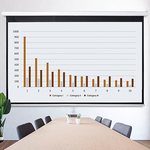 Miniatura 8 de Smartxchoices Pantalla de proyector manual HD de 80 pulgadas 169 con bloqueo automático, antiarrugas, cine en casa, oficina, montaje en pared,