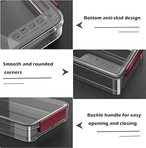 Miniatura 3 de Comforhous Paquete de 2 cajas de almacenamiento de plástico transparente con tapas, apilables, cajas de almacenamiento de papel para organizar papel