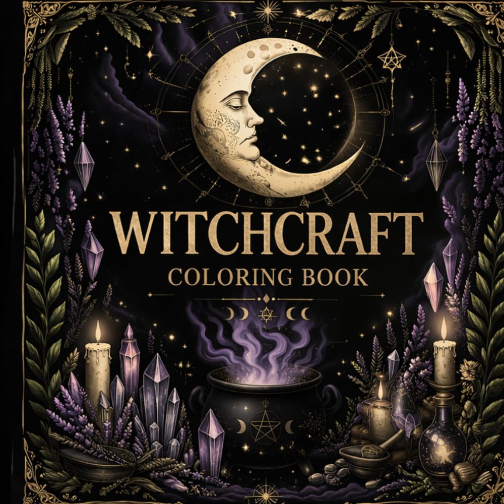 Witchcraft Coloring Book for Adults and Teens: 30 Intricate Witchcraft Illustrations with Celestial Art, Sacred Botanicals and Dark Mystical Scenes for Deep Relaxation