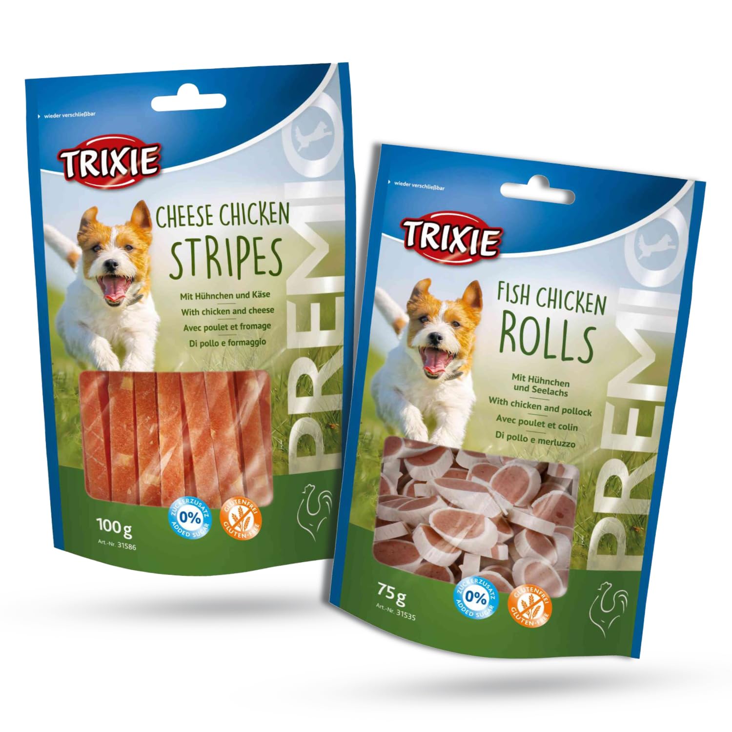 Trixie Premio Dog Treats Combo: Fish Chicken Rolls, 75 g and Cheese Chicken Stripes, 100 g - Protein Rich, Healthy Training Snacks for All Dog Breeds (B0CZ46D7VQ) Amazon Price History, Amazon Price Tracker