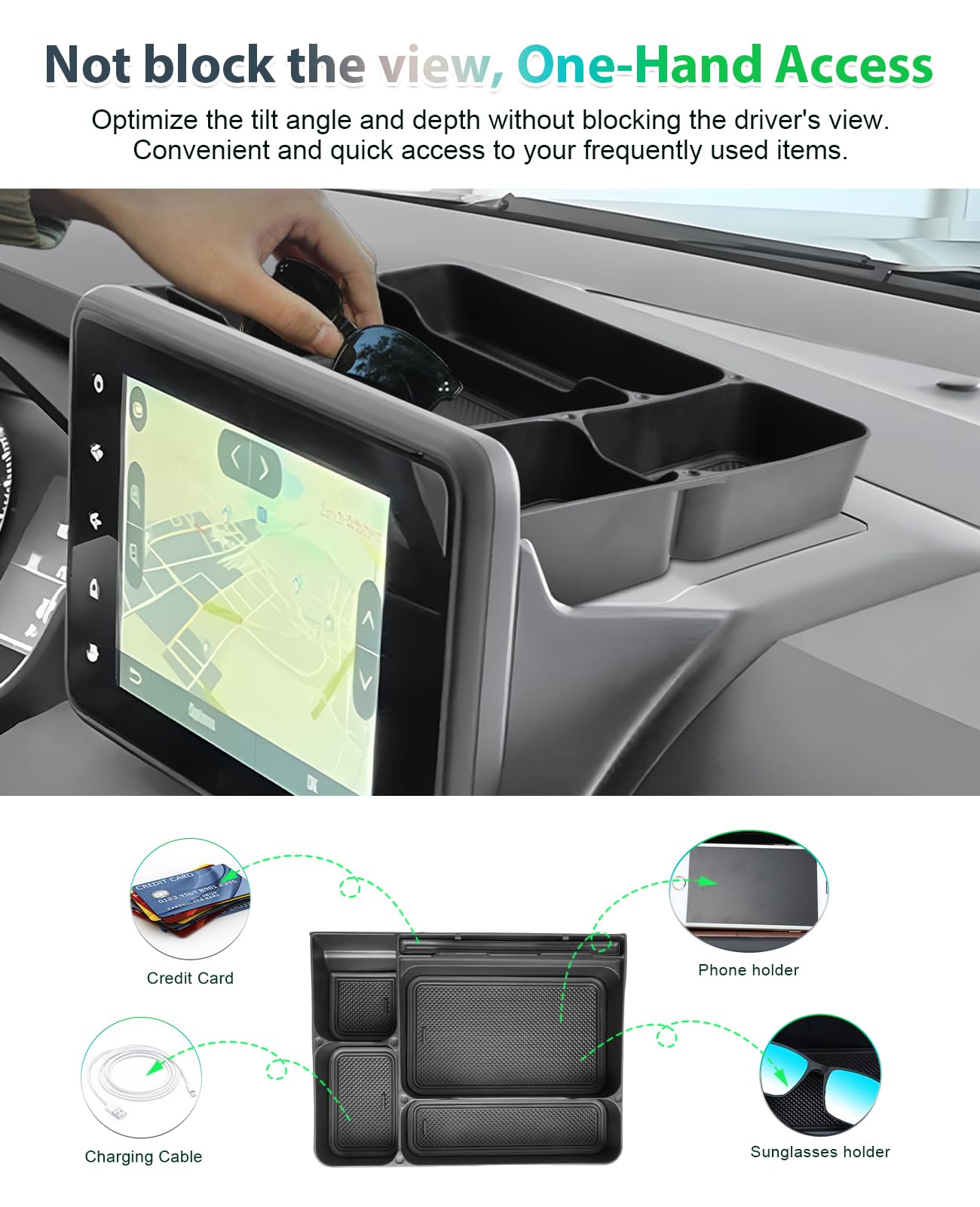 GAFAT Dacia Sandero 3/Stepway 3/Dacia Jogger 2021-2024 2025 8" Boîte de Rangement Console Centrale, Sandero 3 Stepway 8" Media Nav derrière l'Écran Plateau Organisateur, Dacia Sandero 3 Accessoires
